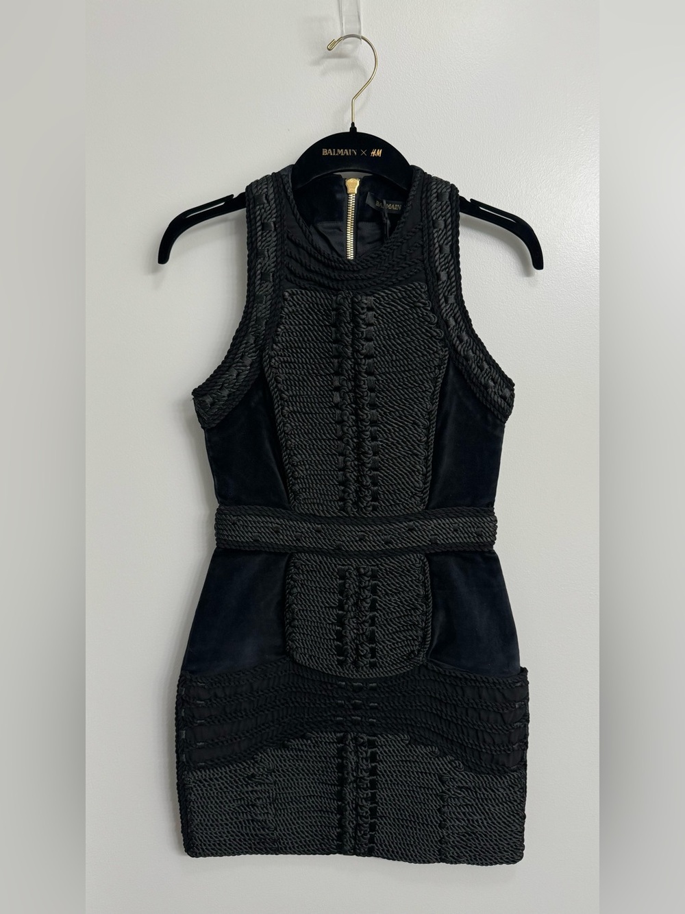 BALMAIN X H&M Black Velvet Rope Dress(NWT) Size 4